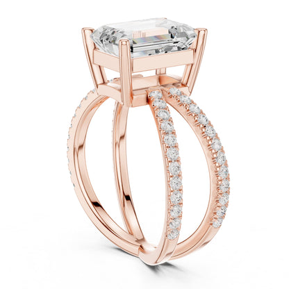 Emerald Bypass Lab Grown Diamond Engagement Ring