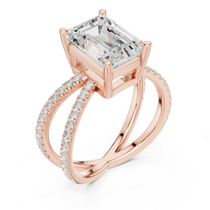 Emerald Bypass Lab Grown Diamond Engagement Ring
