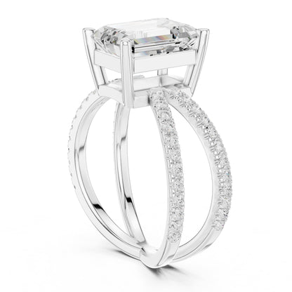 Emerald Bypass Lab Grown Diamond Engagement Ring