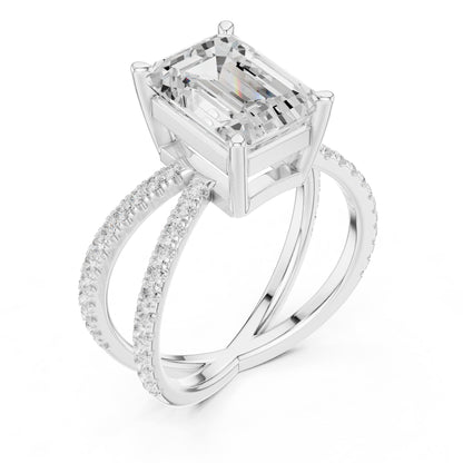 Emerald Bypass Lab Grown Diamond Engagement Ring