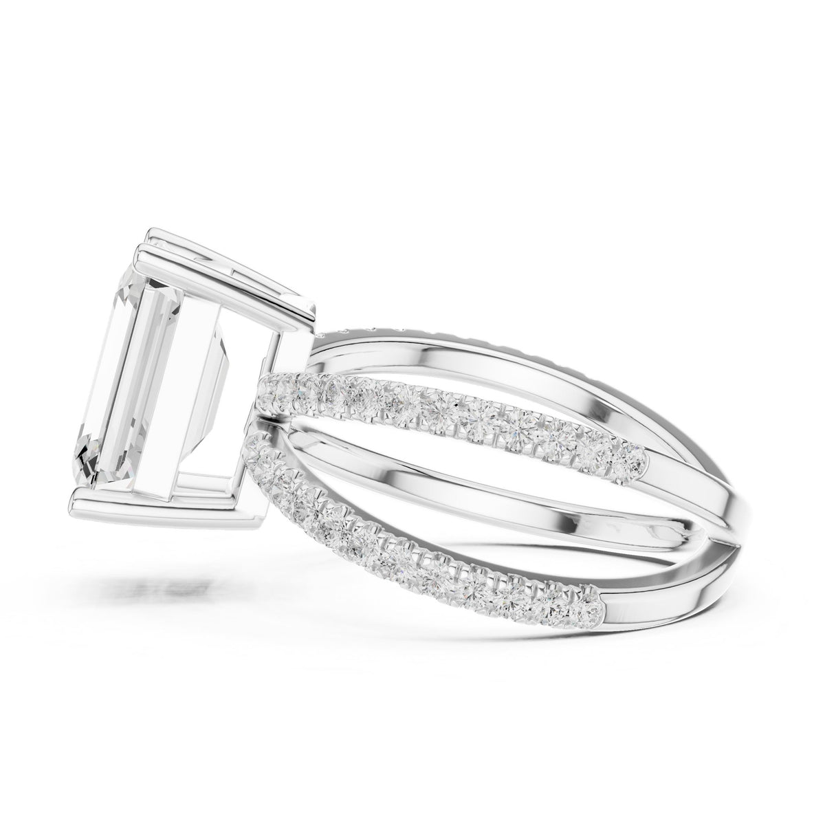 Emerald Bypass Lab Grown Diamond Engagement Ring
