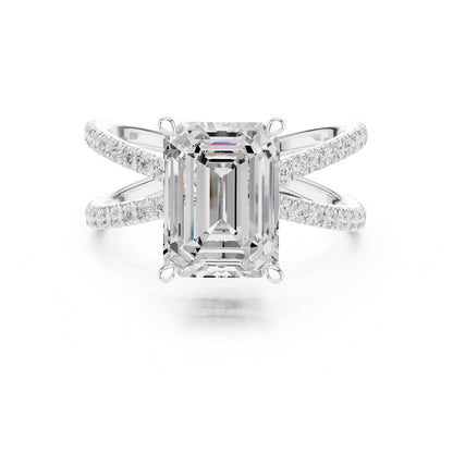 Emerald Bypass Lab Grown Diamond Engagement Ring