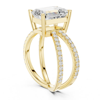 Emerald Bypass Lab Grown Diamond Engagement Ring