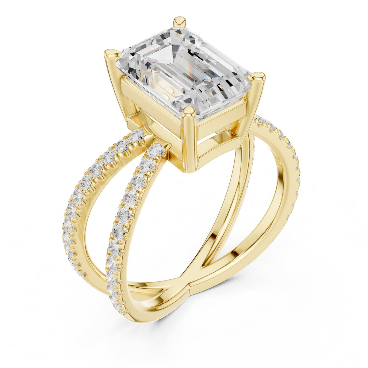 Emerald Bypass Lab Grown Diamond Engagement Ring