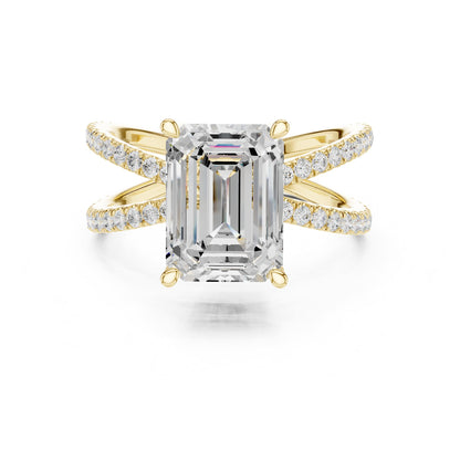 Emerald Bypass Lab Grown Diamond Engagement Ring