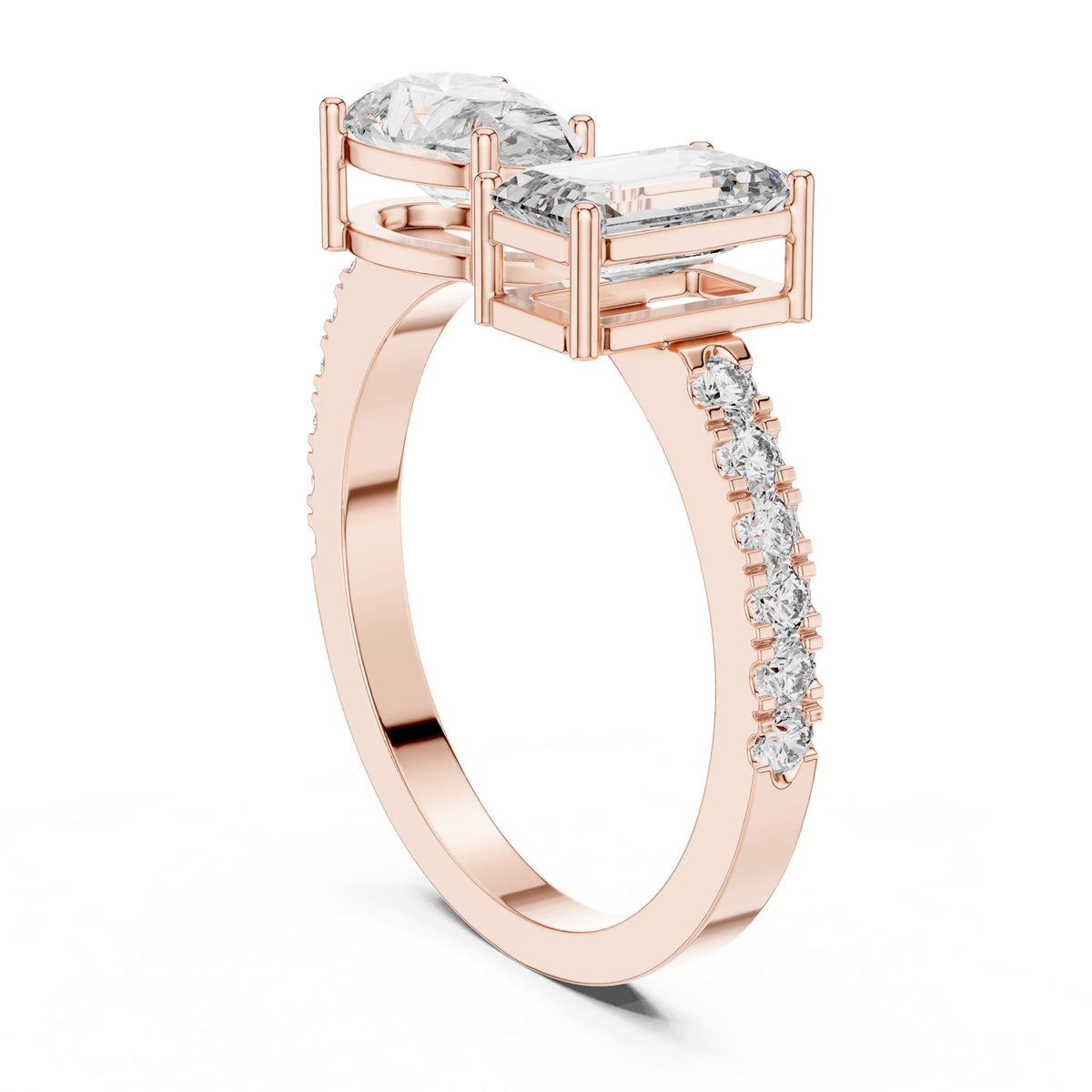 Emerald Bypass Lab Grown Diamond Engagement Ring