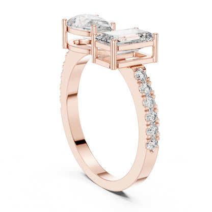 Emerald Bypass Lab Grown Diamond Engagement Ring