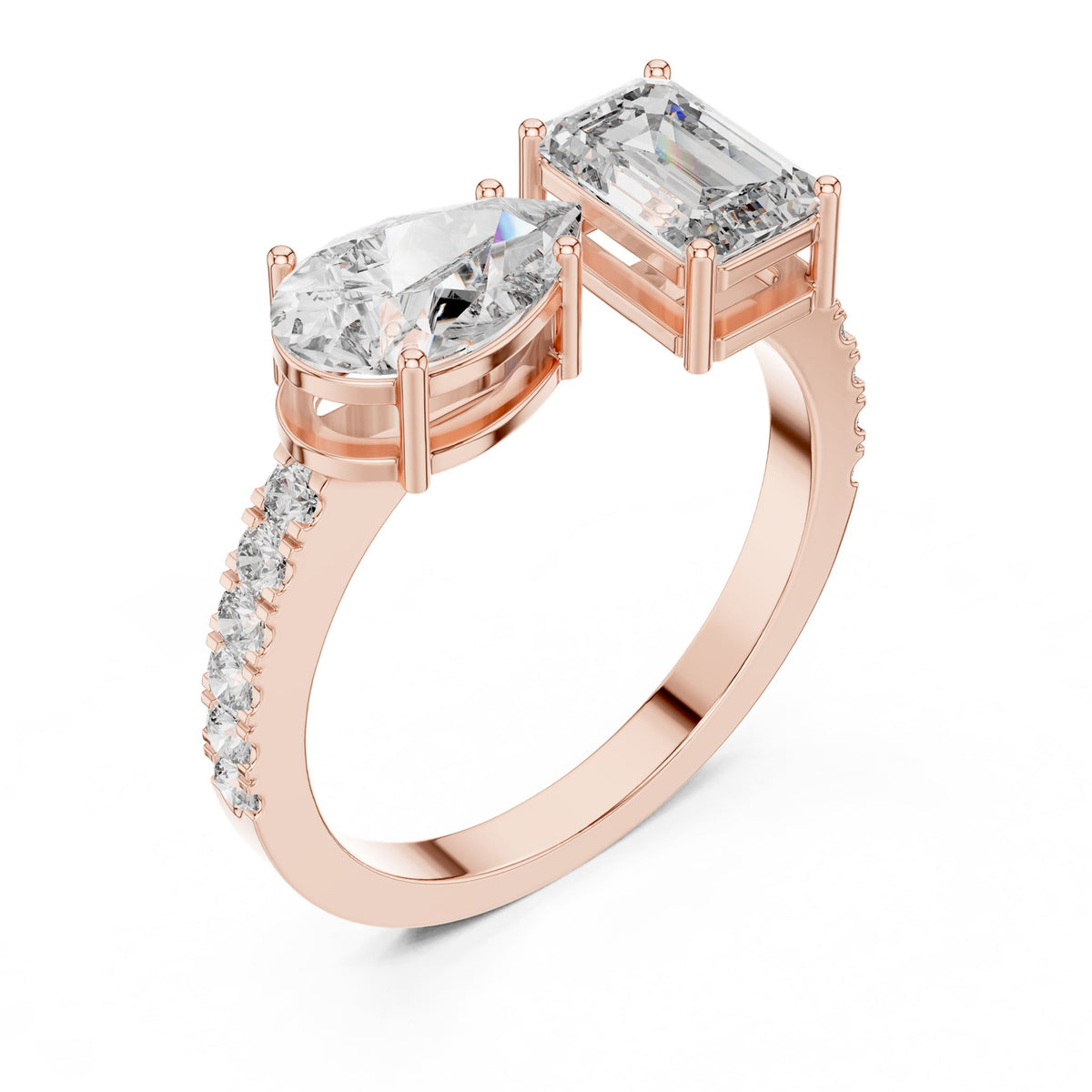 Emerald Bypass Lab Grown Diamond Engagement Ring
