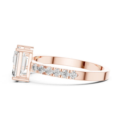 Emerald Bypass Lab Grown Diamond Engagement Ring