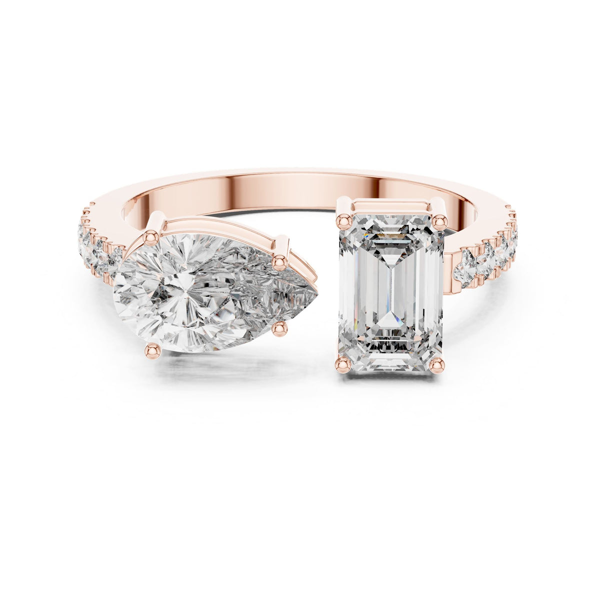 Emerald Bypass Lab Grown Diamond Engagement Ring