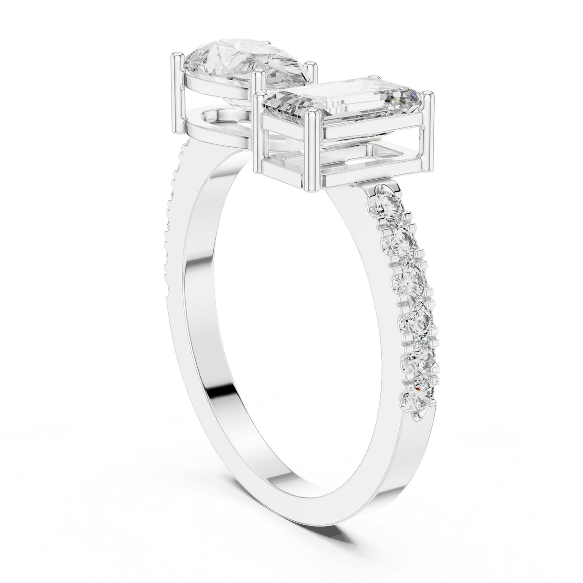 Emerald Bypass Lab Grown Diamond Engagement Ring