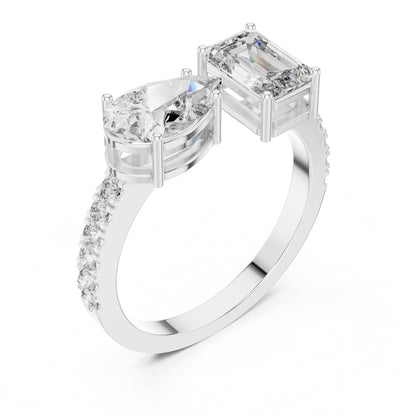 Emerald Bypass Lab Grown Diamond Engagement Ring