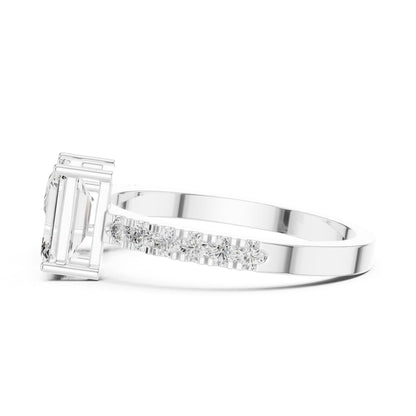 Emerald Bypass Lab Grown Diamond Engagement Ring
