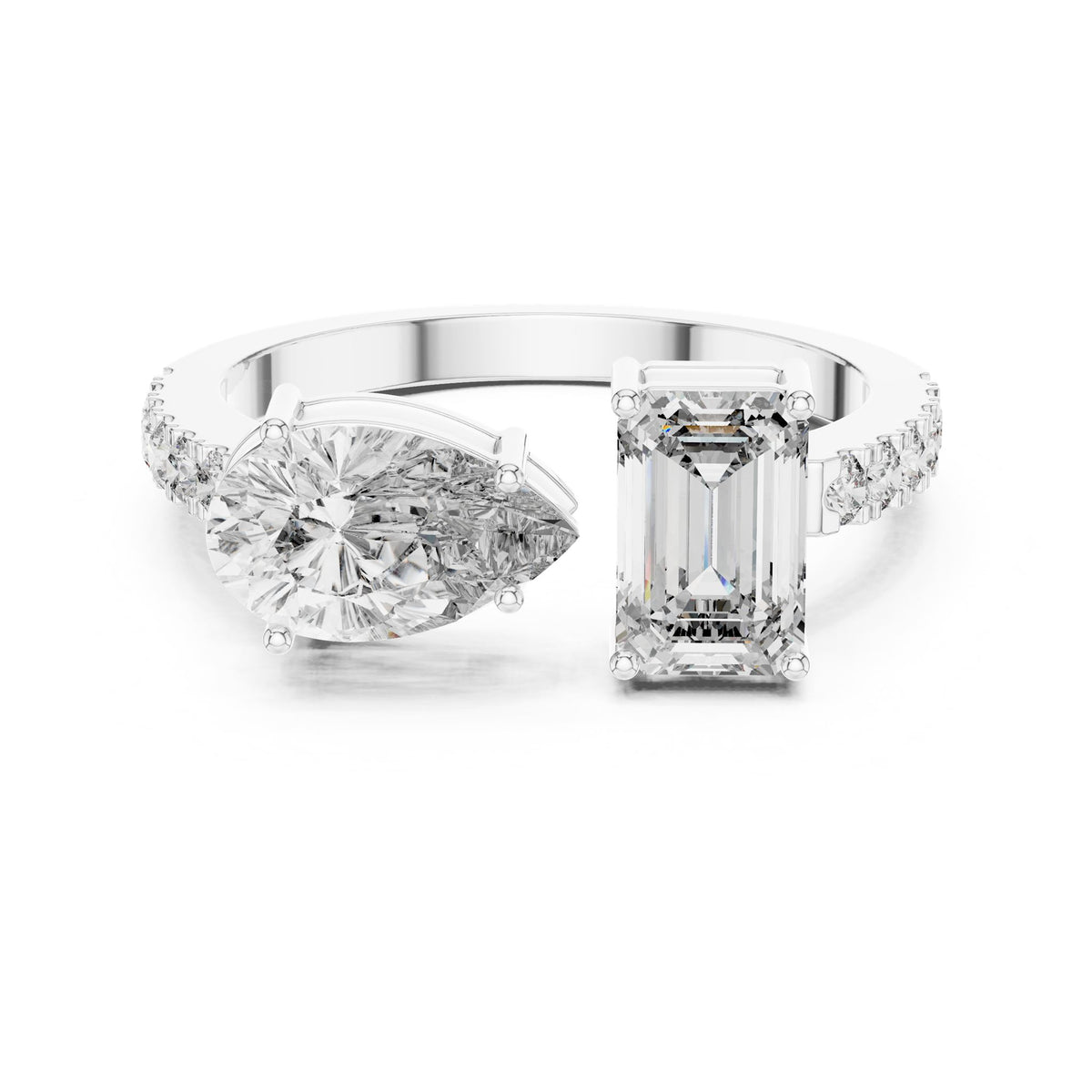 Emerald Bypass Lab Grown Diamond Engagement Ring