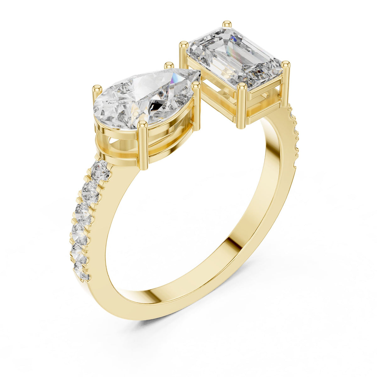 Emerald Bypass Lab Grown Diamond Engagement Ring