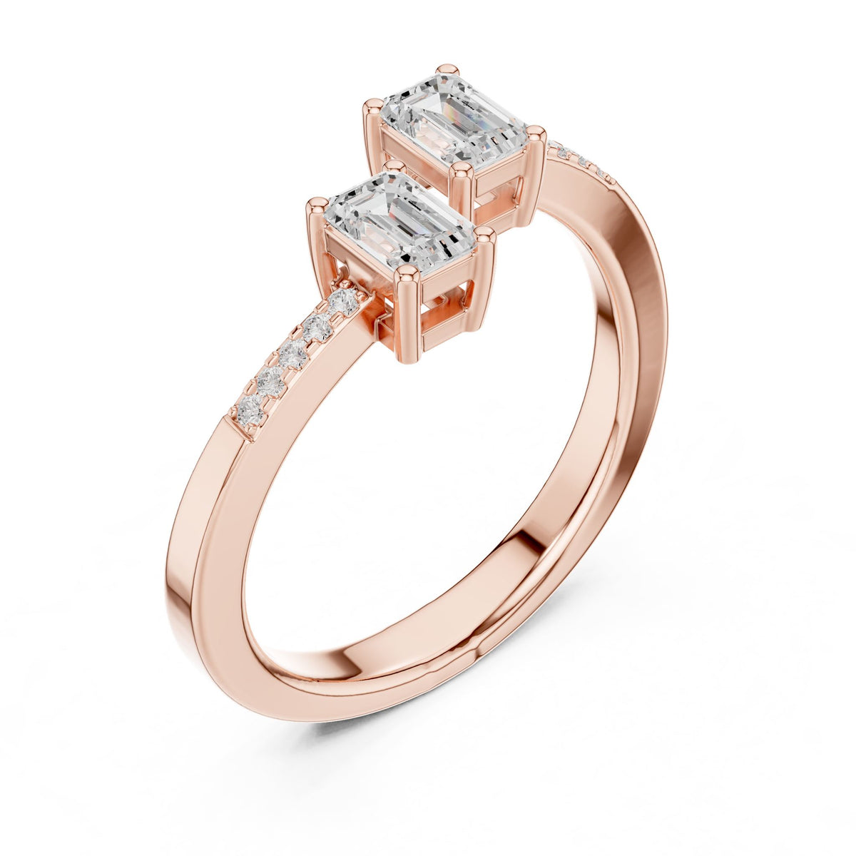 Emerald Bypass Lab Grown Diamond Engagement Ring
