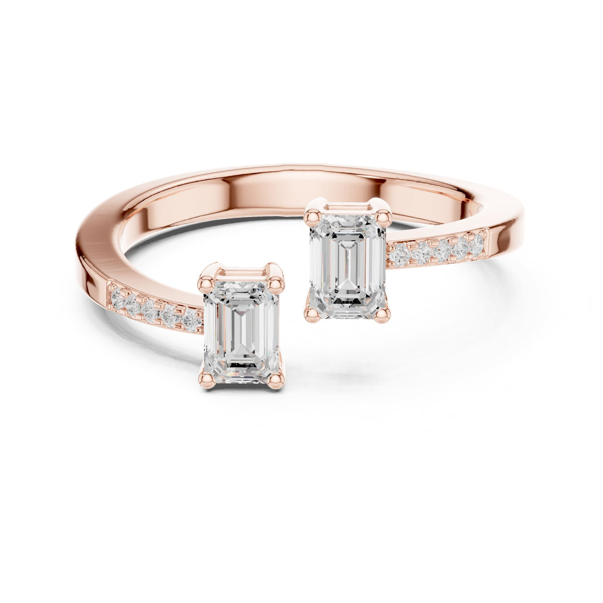 Emerald Bypass Lab Grown Diamond Engagement Ring