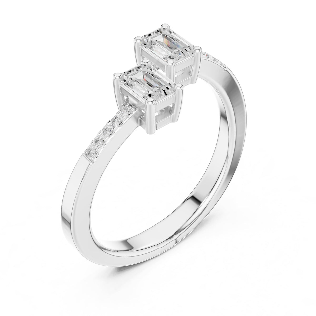Emerald Bypass Lab Grown Diamond Engagement Ring