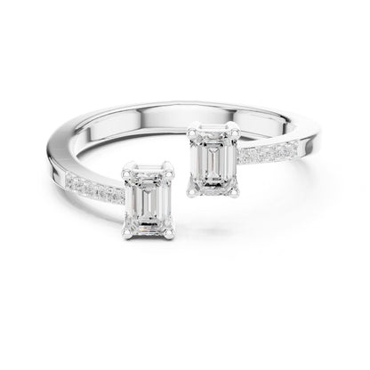 Emerald Bypass Lab Grown Diamond Engagement Ring