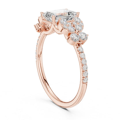 Emerald Cluster Lab Grown Diamond Engagement Ring