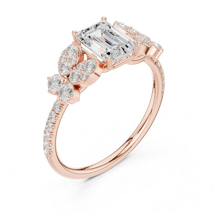 Emerald Cluster Lab Grown Diamond Engagement Ring