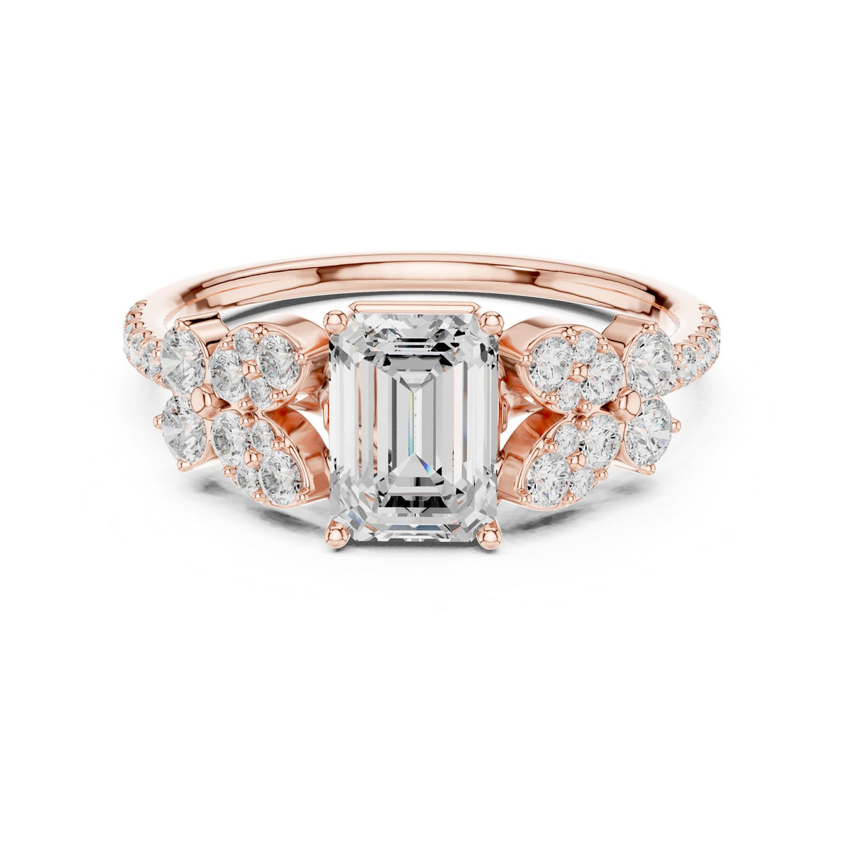 Emerald Cluster Lab Grown Diamond Engagement Ring