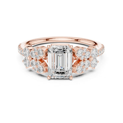 Emerald Cluster Lab Grown Diamond Engagement Ring