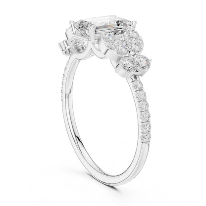 Emerald Cluster Lab Grown Diamond Engagement Ring