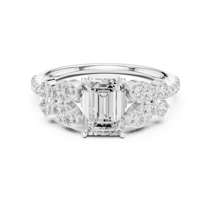 Emerald Cluster Lab Grown Diamond Engagement Ring