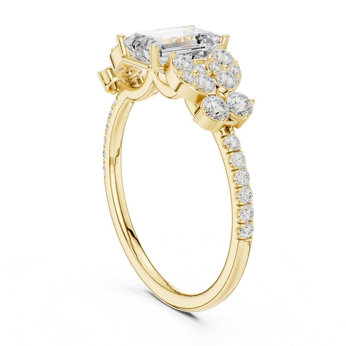 Emerald Cluster Lab Grown Diamond Engagement Ring