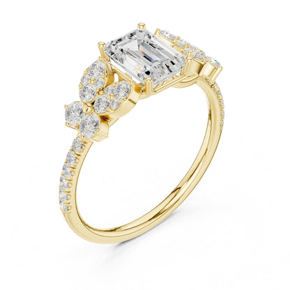 Emerald Cluster Lab Grown Diamond Engagement Ring