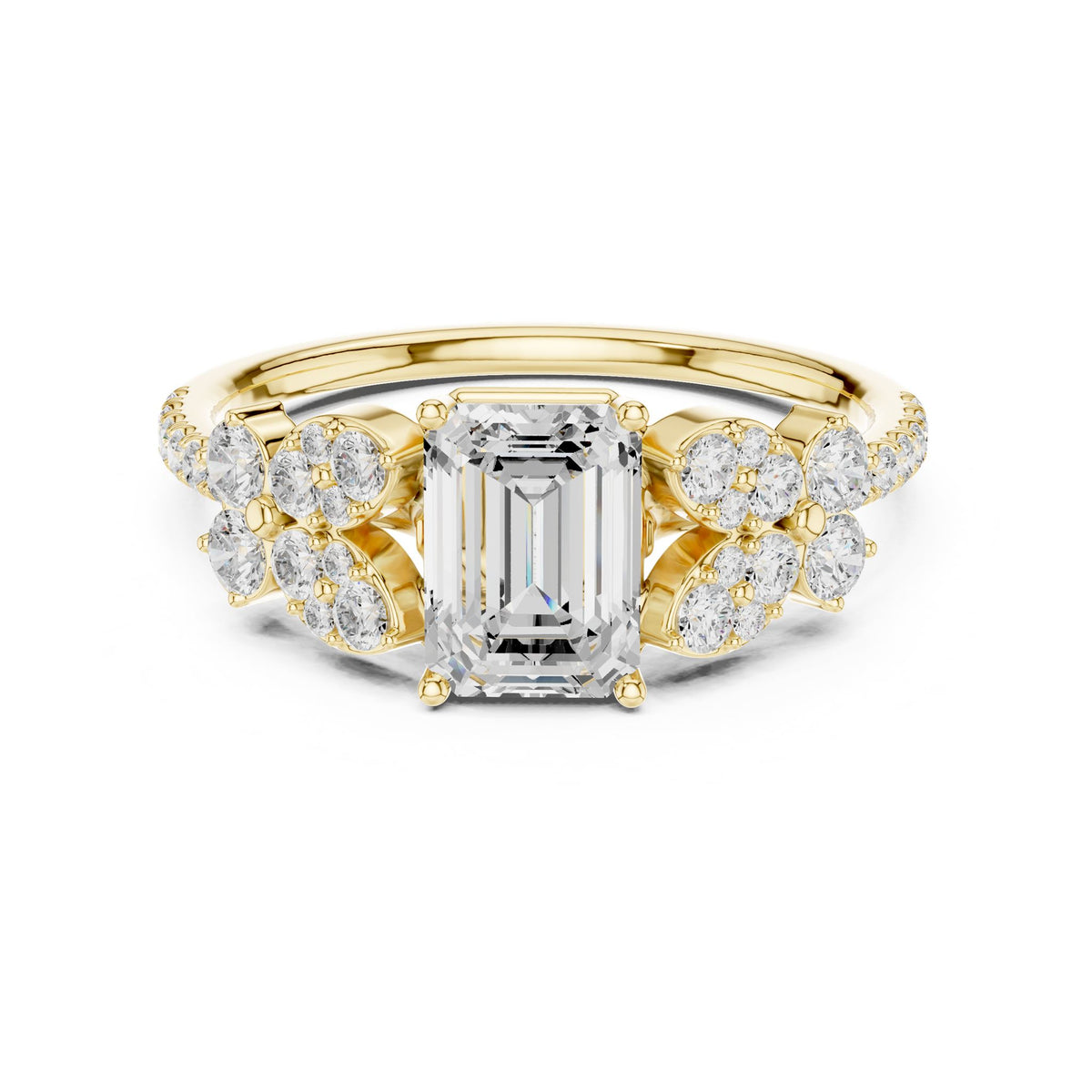 Emerald Cluster Lab Grown Diamond Engagement Ring