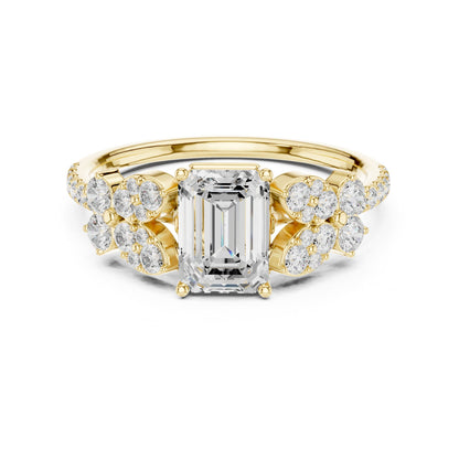 Emerald Cluster Lab Grown Diamond Engagement Ring