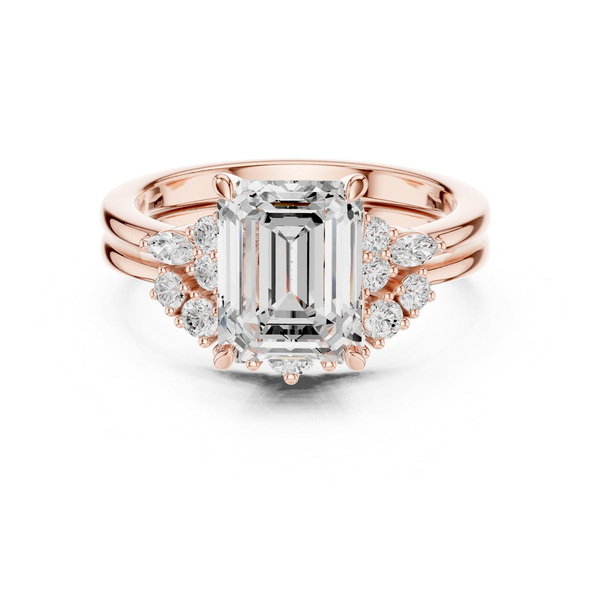 Emerald Cluster Lab Grown Diamond Engagement Ring