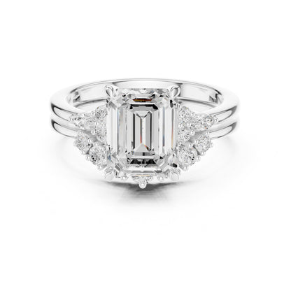 Emerald Cluster Lab Grown Diamond Engagement Ring