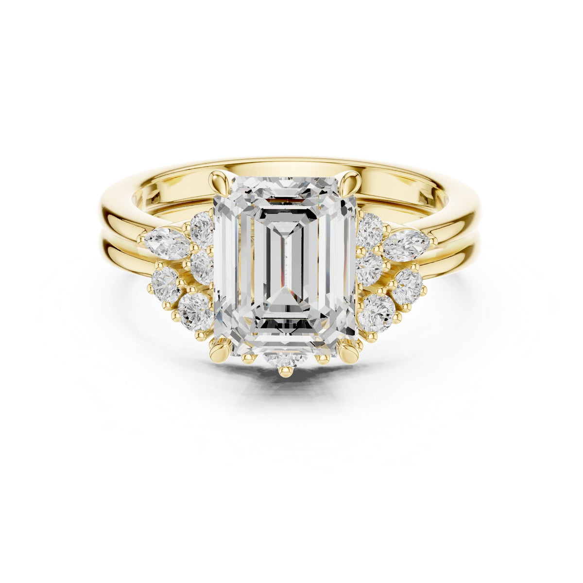 Emerald Cluster Lab Grown Diamond Engagement Ring