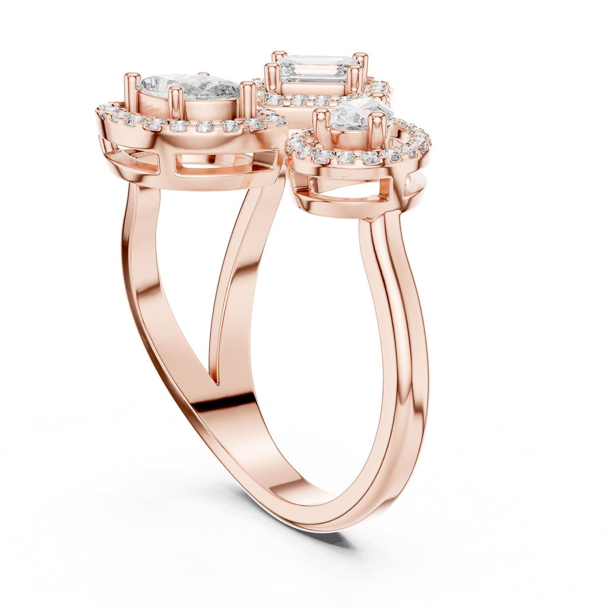 Emerald Cluster Lab Grown Diamond Engagement Ring