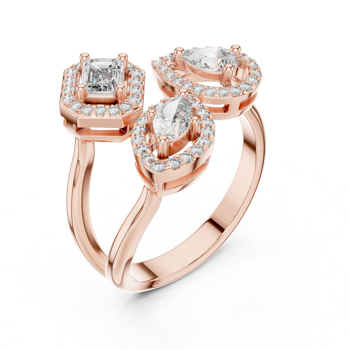 Emerald Cluster Lab Grown Diamond Engagement Ring
