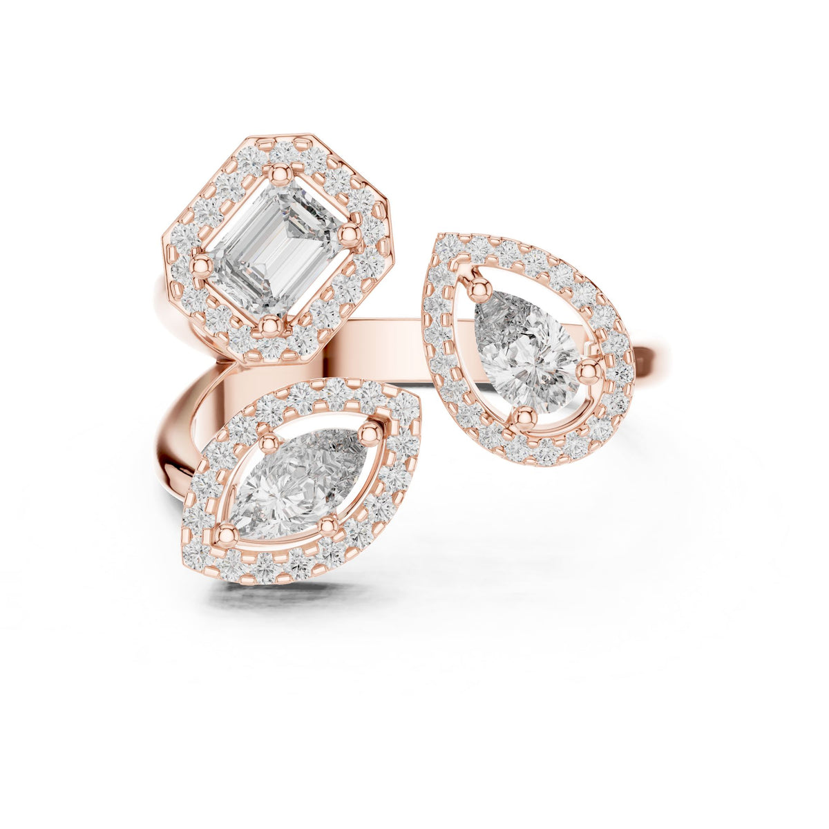 Emerald Cluster Lab Grown Diamond Engagement Ring