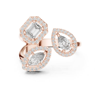 Emerald Cluster Lab Grown Diamond Engagement Ring