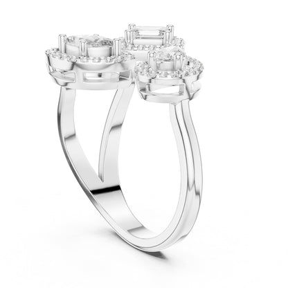 Emerald Cluster Lab Grown Diamond Engagement Ring