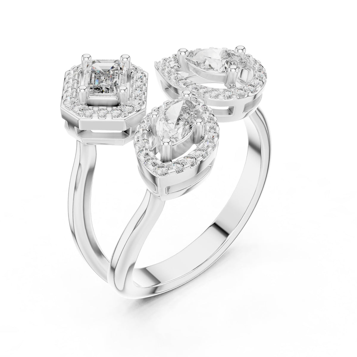 Emerald Cluster Lab Grown Diamond Engagement Ring