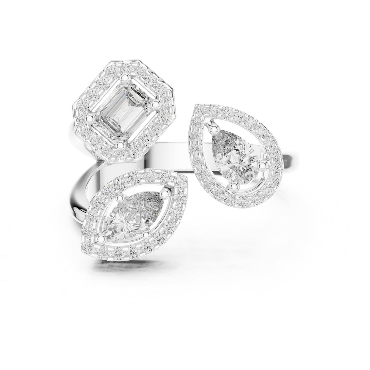Emerald Cluster Lab Grown Diamond Engagement Ring