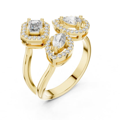 Emerald Cluster Lab Grown Diamond Engagement Ring