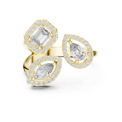 Emerald Cluster Lab Grown Diamond Engagement Ring