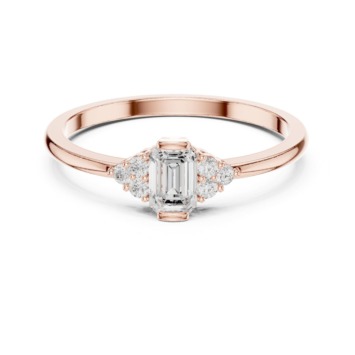 Emerald Cluster Lab Grown Diamond Engagement Ring