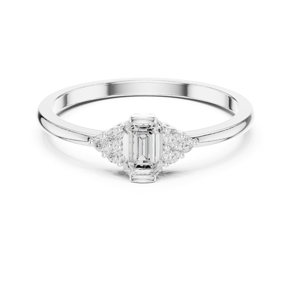 Emerald Cluster Lab Grown Diamond Engagement Ring