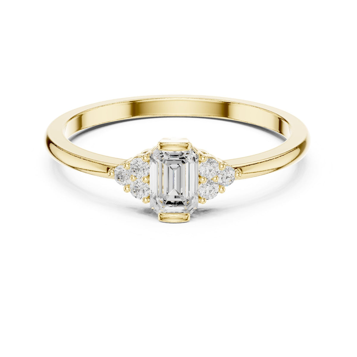 Emerald Cluster Lab Grown Diamond Engagement Ring