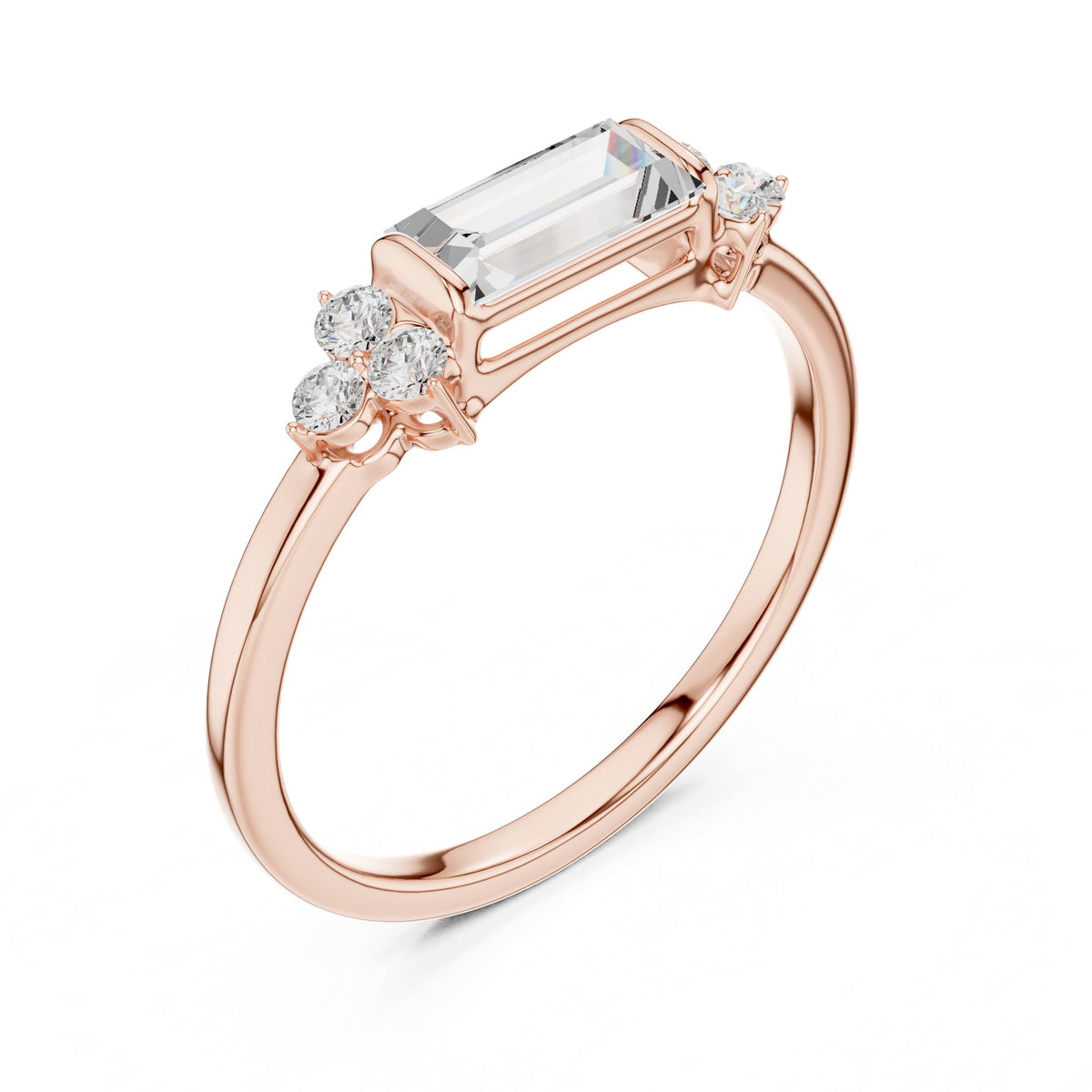 Emerald Cluster Lab Grown Diamond Engagement Ring