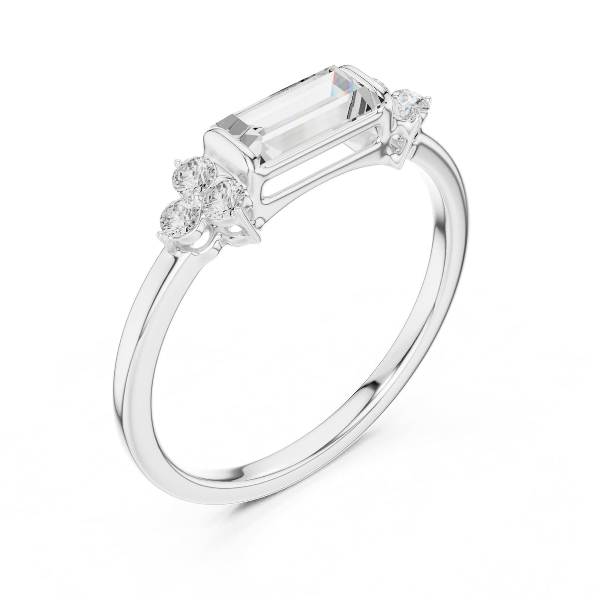 Emerald Cluster Lab Grown Diamond Engagement Ring
